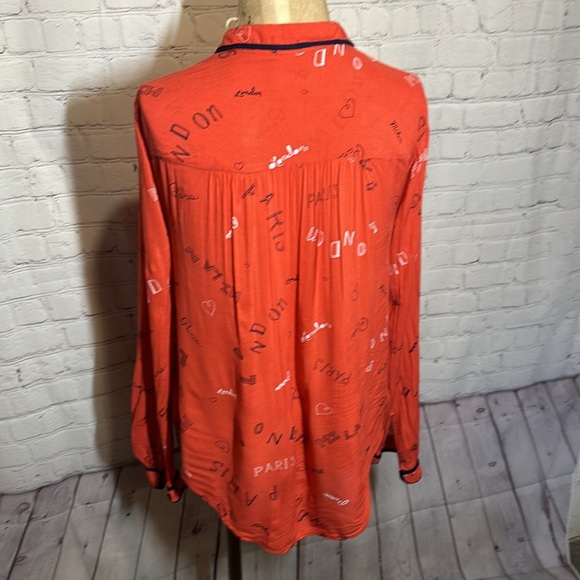 Anthropologie Paris London Milan red button up blouse size 0 - Picture 6 of 7